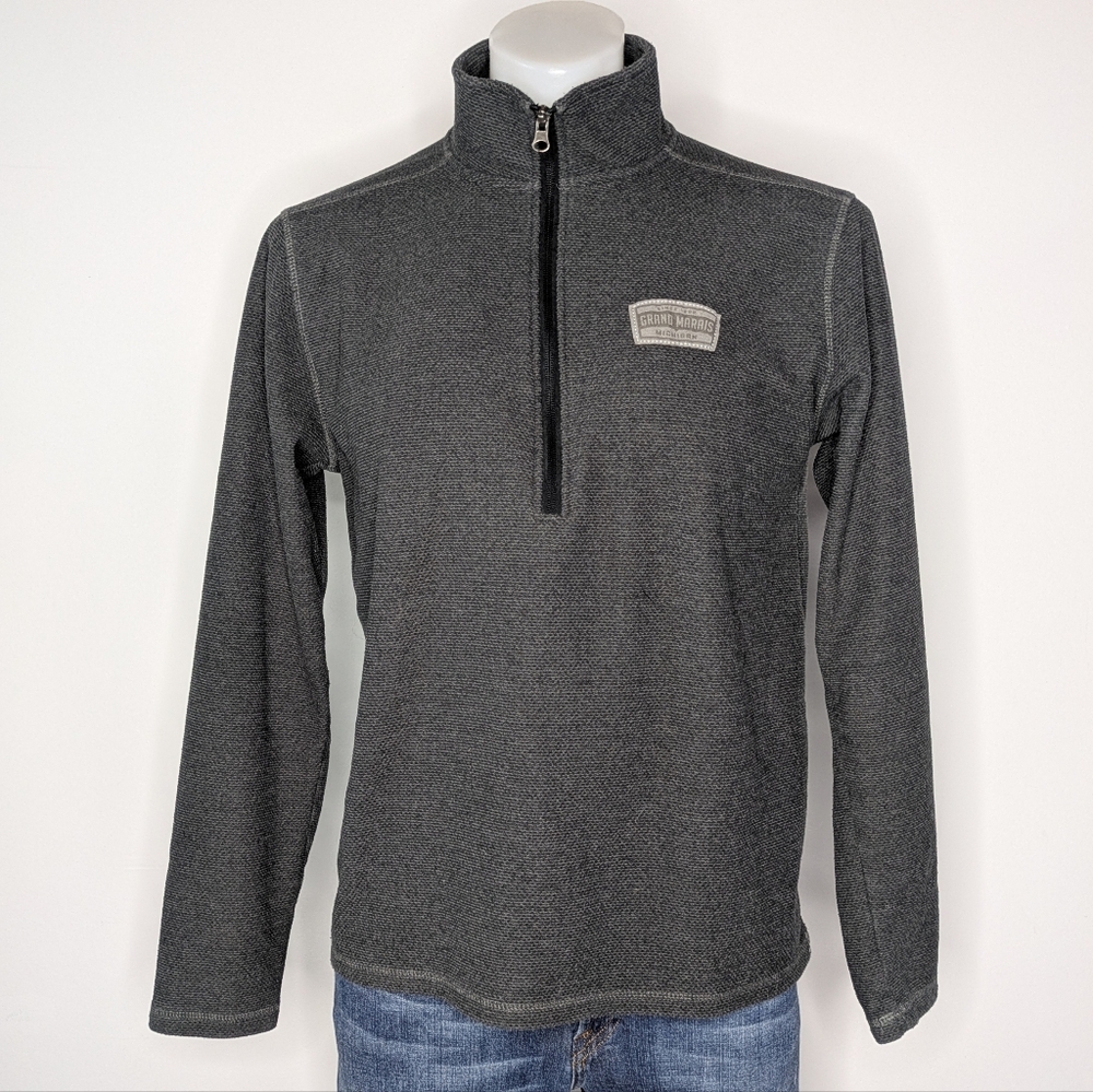 Artisans Grey Grand Marais Michigan 1/2 Zip Pullover Knit Lightweight Sweater M